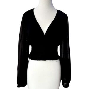 Wilfred Black V-Neck Long Sleeve Blouse